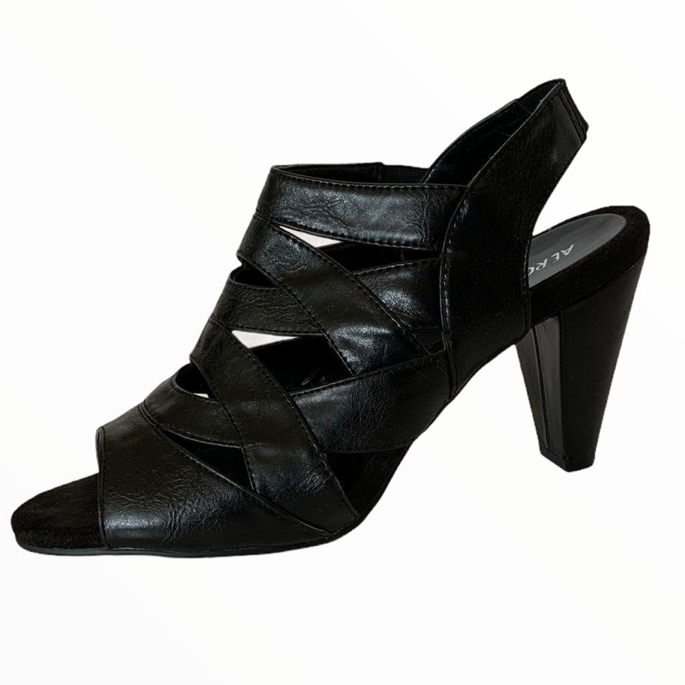 AEROSOLES NEW WITHOUT BOX CUT OUT CAGE SLINGBACK STACKED HEEL SANDALS